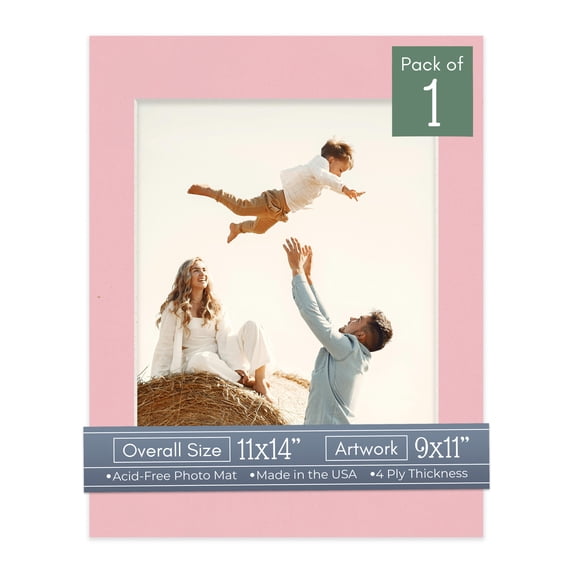 Soft Pink Picture Frame Mat for 11x14 Frames - Fits 9x11 Photos - 1 Mat