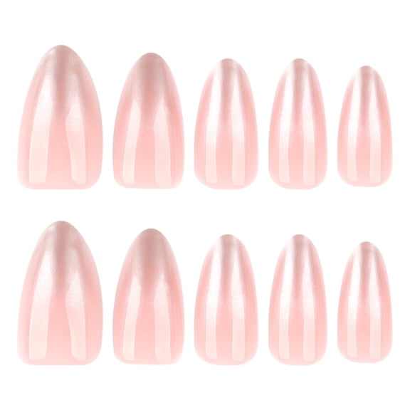 Soft Pink Press on Nails, Medium Almond Glossy Fake Nails with Uniform Shape & Consistent Color, 24 Count