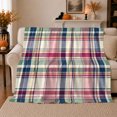 thumbnail image 1 of Soft Pink And Sage Plaid With Navy, Cozy Flannel Blanket with Soft Traditional Plaid Print, Housewarming Gift for Soft Plaid Enthusiasts, Home Decor for Bedroom and Living Room, 1 of 7