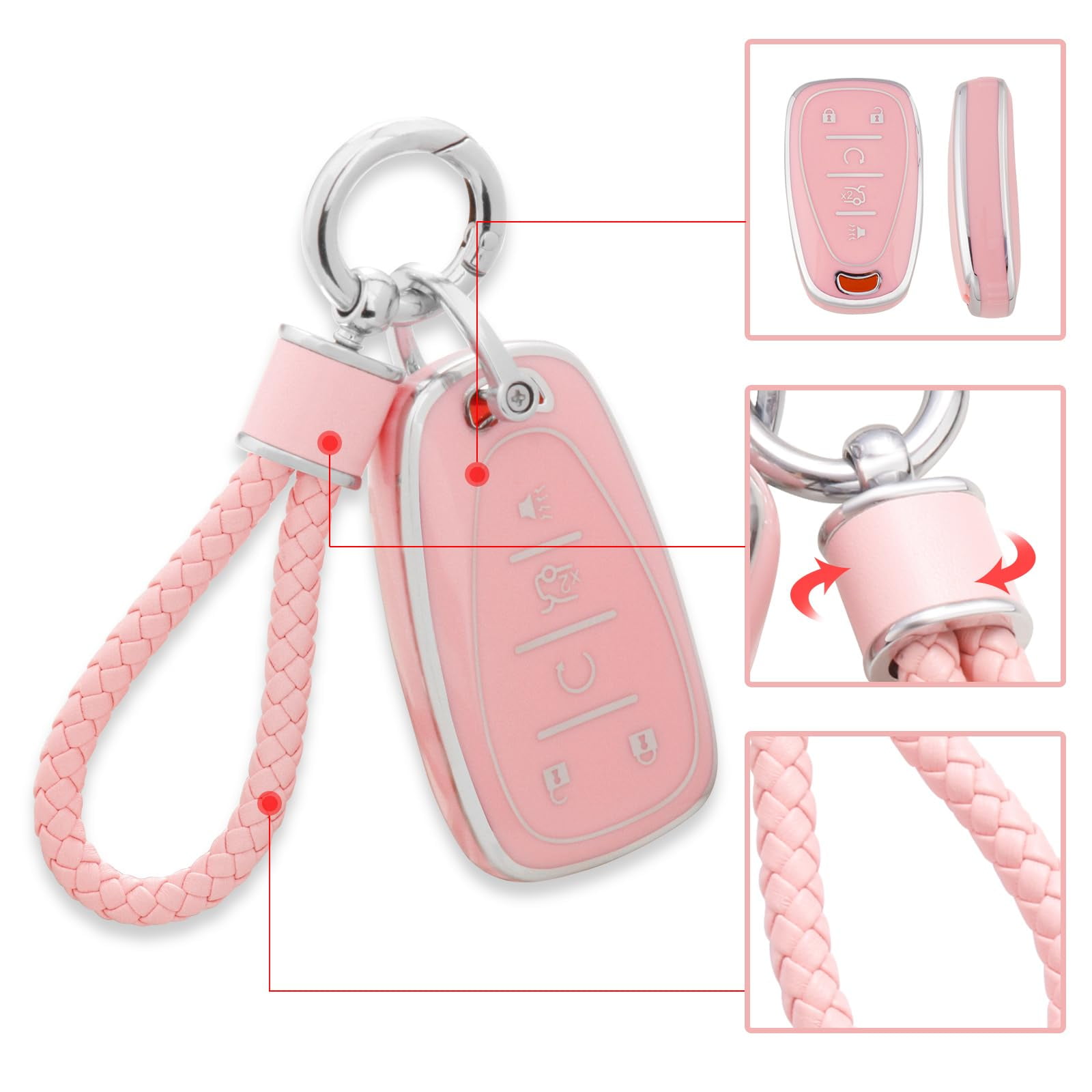 2 Pack 4‑Button Key Fob Cover For 2025 2024 2023 Chevy Colorado Equinox Silverado & GMC Canyon Sierra – Silicone Protective Key Case