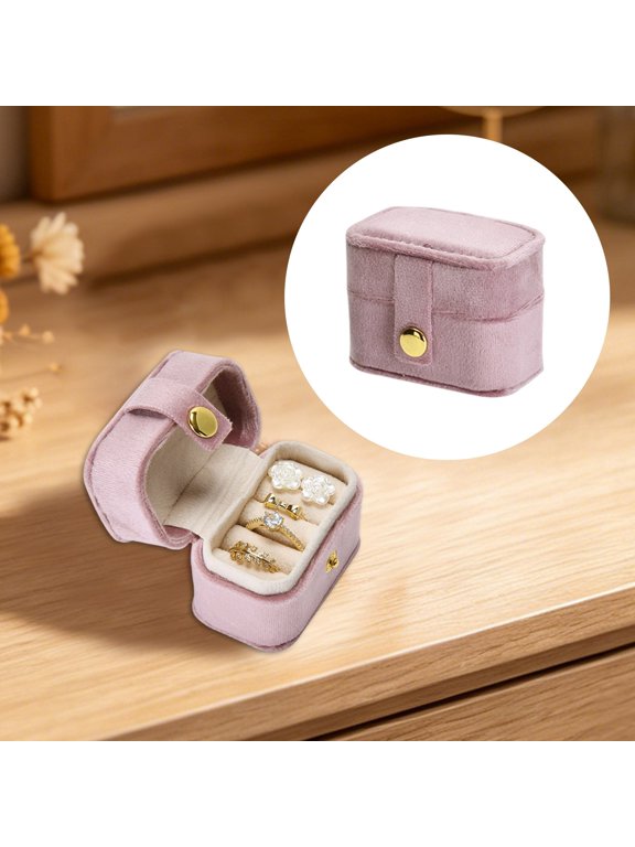 Soft Pink Wedding Ring Pillow Box - Plush Ring Holder for Proposal Engagement or Jewelry Keepsake, Exterior with Soft Lining, Perfect for Bridal Shower, Pink, By Tanuke store