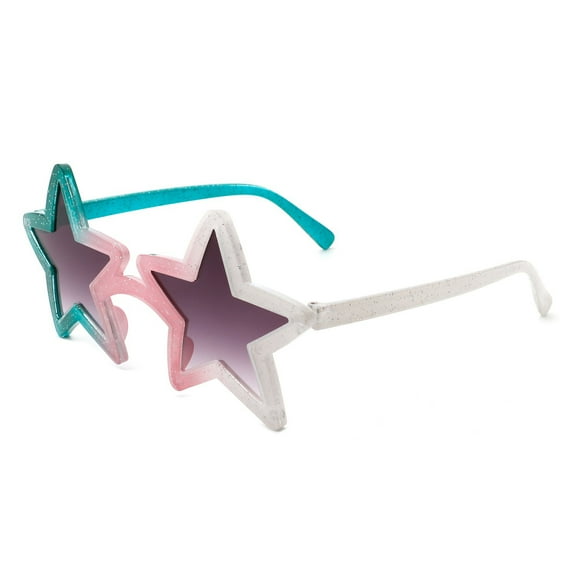 Soft Pink & White Star Shaped Sunglasses - Light Lens UV Protection Fashion Daily Eyewear