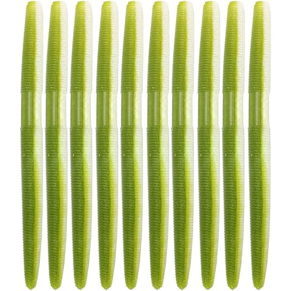Soft Plastic Bass Fishing Lure 5.3" Senko Style Worms-Salt Impregnation, Ribbed Design Slow Sinking Swimbaits