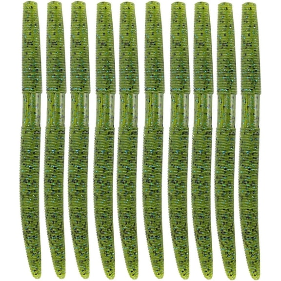 Soft Plastic Bass Fishing Lure 5.3" Senko Style Worms-Salt Impregnation, Ribbed Design Slow Sinking Swimbaits
