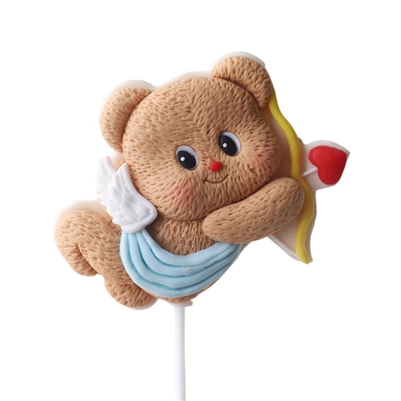 Soft Plastic Butter Bear Ornament Lovely Butter Bear Cake Decoration Perfect for Weddings Anniversaries and Baby Showers