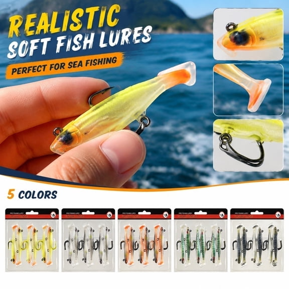 Soft Plastic Fishing Lure with Lifelike T-Tail Design & Subtle Shimmer Finish for Realistic Baitfish Movement – Ideal for Bass Pike Perch in Freshwater Lakes Rivers