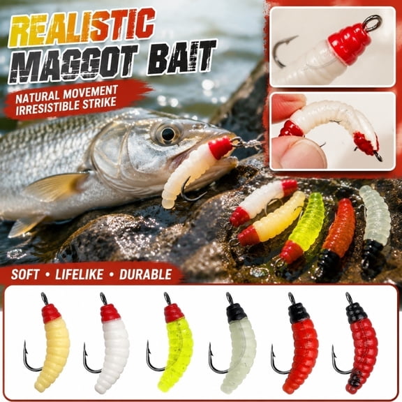 Soft Plastic Fishing Lures Bionic Fishing Lure 0.016 Ounce 0.8 Inch Ringed Body Imitation Maggot Fishing Bait Freshwater Saltwater Panfish Trout Crappie Soft Lure 1 Pack