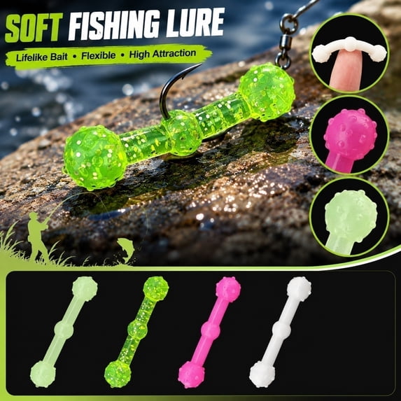 Soft Plastic Fishing Lures Fishing Lures for Freshwater 2 Inch Floating Tpe Glow in The Dark Artificial Bait Diy Compatible Saltwater Freshwater Soft Lure 1 Pack