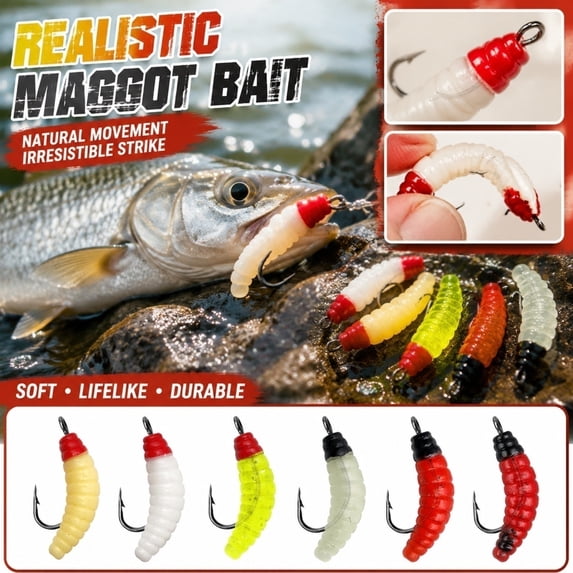 Soft Plastic Fishing Lures Fishing Soft Plastic Lures Bionic Fishing Lure 0.8 Inch Red Imitation Maggot Grub Bait Freshwater Fishing Lures for Trout Crappie Panfish 1 Piece