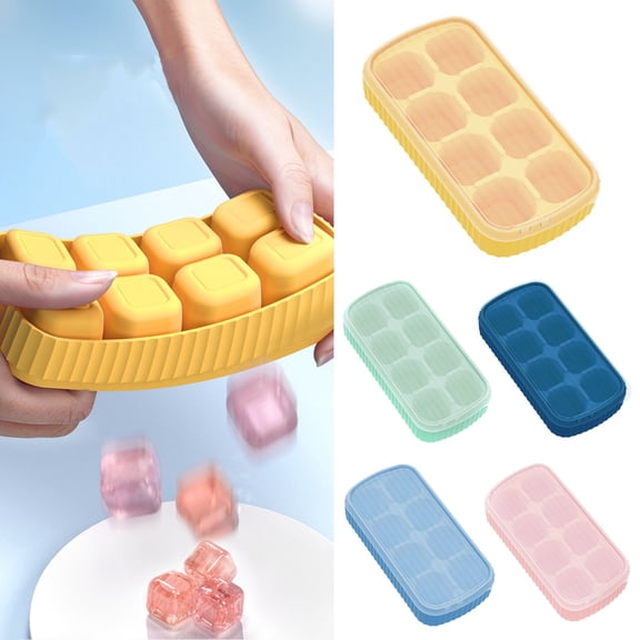 Soft Plastic Ice Mold with Fast Extraction Function, Dustproof Cover Box and Stackable Freezer Tray for Household