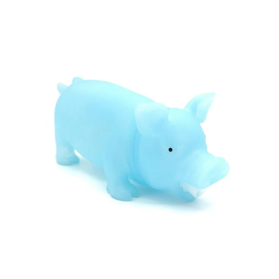 Soft Plastic Squeezable Glow In The Dark Squealing Pig, Blue, Size: 8 Inch, Barry Owen