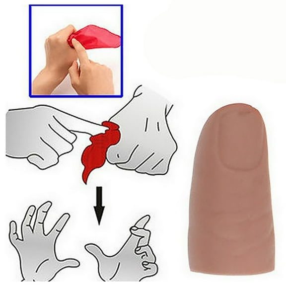 Soft Plastic Thumb Tip Magic Prop With Red Silk Vanishing Cloth For Stage Performance Party Close Up Illusion Trick Accessory