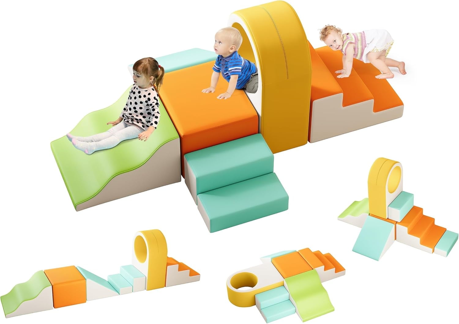 Soft Play Climbing for Toddlers, Wanan 7pcs Foam Climbing Blocks for ...