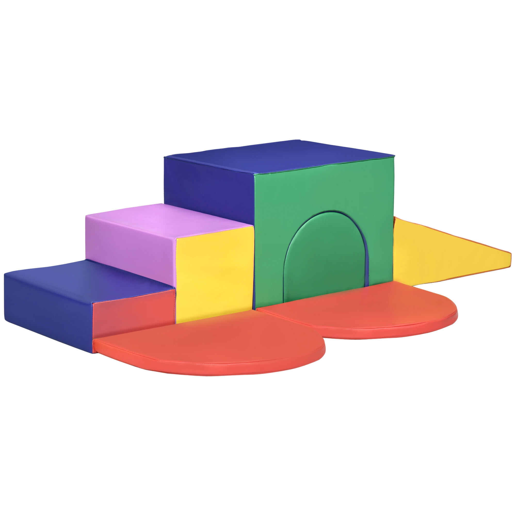 Soft Play Mat Qaba 7-Piece Baby Soft Play Equipment, Toddler Climber for Creativity and Shape Discovery, with Easy-to-Clean Surface, Climbing Toy for Toddlers, Multicolored,Baby Play Mat