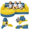 thumbnail image 1 of Soft Play Mat Qaba Modular Kids Play Couch, 14 Piece Kids Couch, Child Sectional Sofa for Playing, Sitting & Sleeping, Convertible Foam Floor Cushions for Boys & Girls, Yellow,Toddler Play Mat, 1 of 9