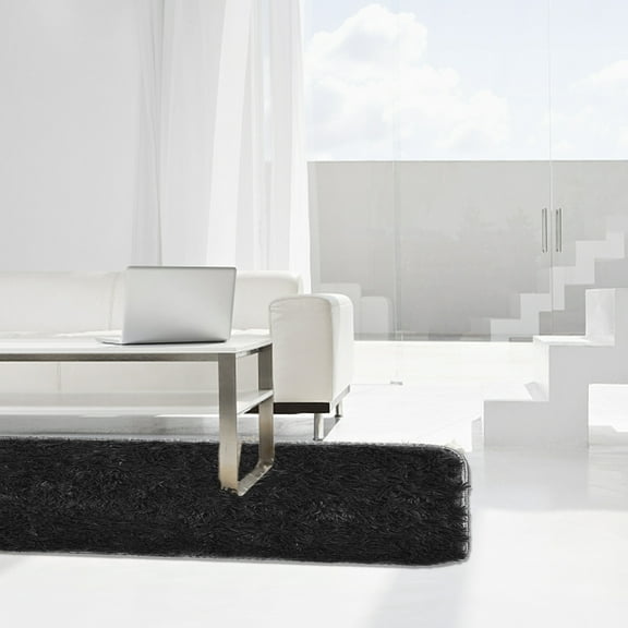 Soft Plush Area Rug, 23.62 x 47.24 inches Carpet for Living Room, Bedroom, Home Decor, Fluffy Nursery Rug, Black