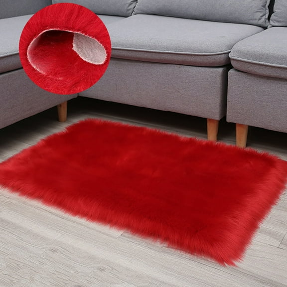 Soft Plush Area Rugs 20 x 32in Red Shaggy Fluffy Rugs Floor Mat Small Carpet for Bedroom Living Room Nursery Modern Decor