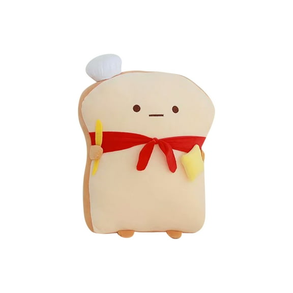 Soft Plush Bread Pillow with Cute Chef Hat and Red Bow – Adorable Stuffed Loaf Cushion for Kids, Adults, Home Decor, Gift, 18 Inches