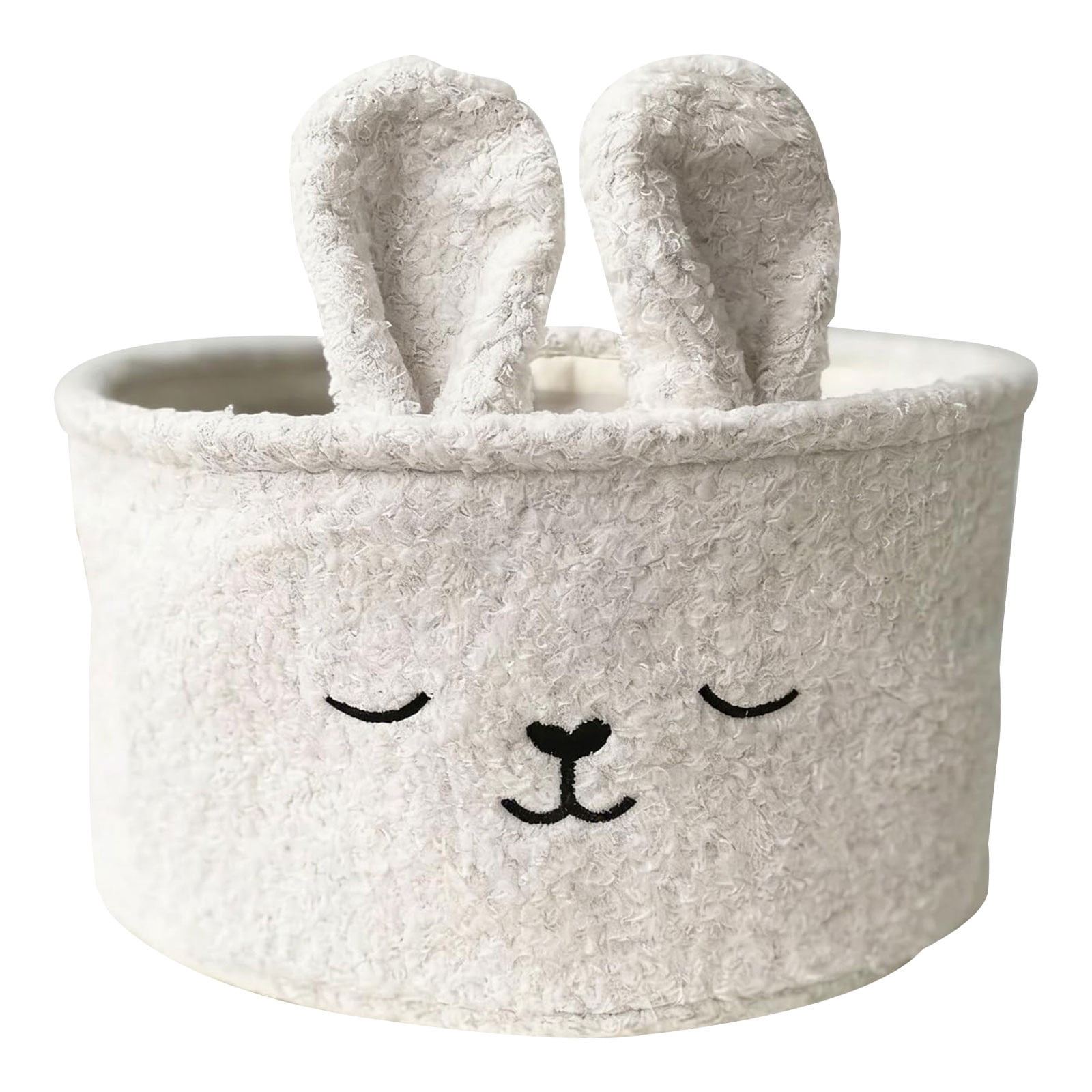 Soft Plush Bunny Basket, 9.84X5.9 inch Cute Bunny Basket, Easter Bunny Basket, Cute Rabbit Design Bunny Basket with Ear, Spring Holiday Decor Gift, Home Organization Basket for Easter