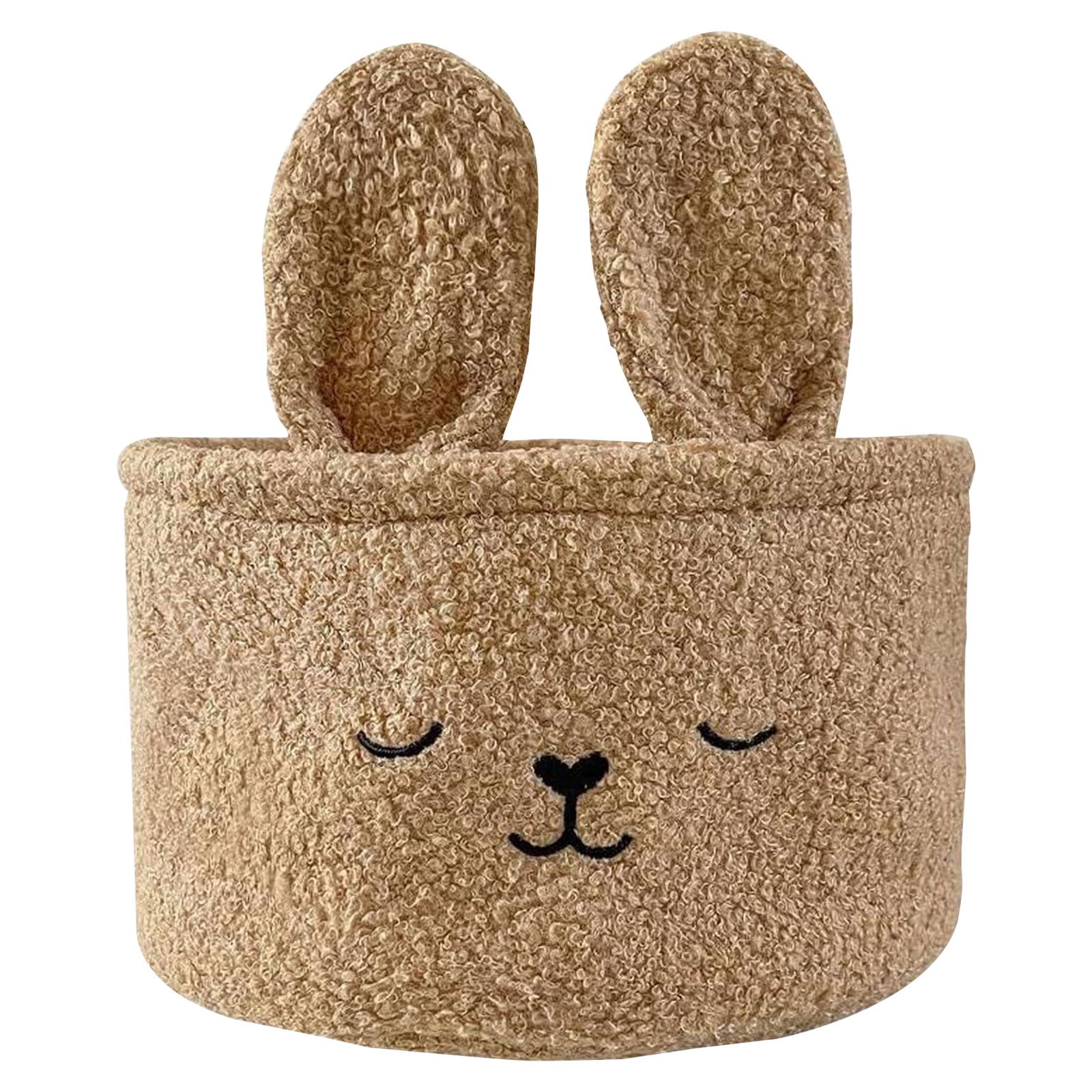 Soft Plush Bunny Basket, 9.84X5.9 inch Cute Bunny Basket, Easter Bunny Basket, Cute Rabbit Design Bunny Basket with Ear, Spring Holiday Decor Gift, Home Organization Basket for Easter