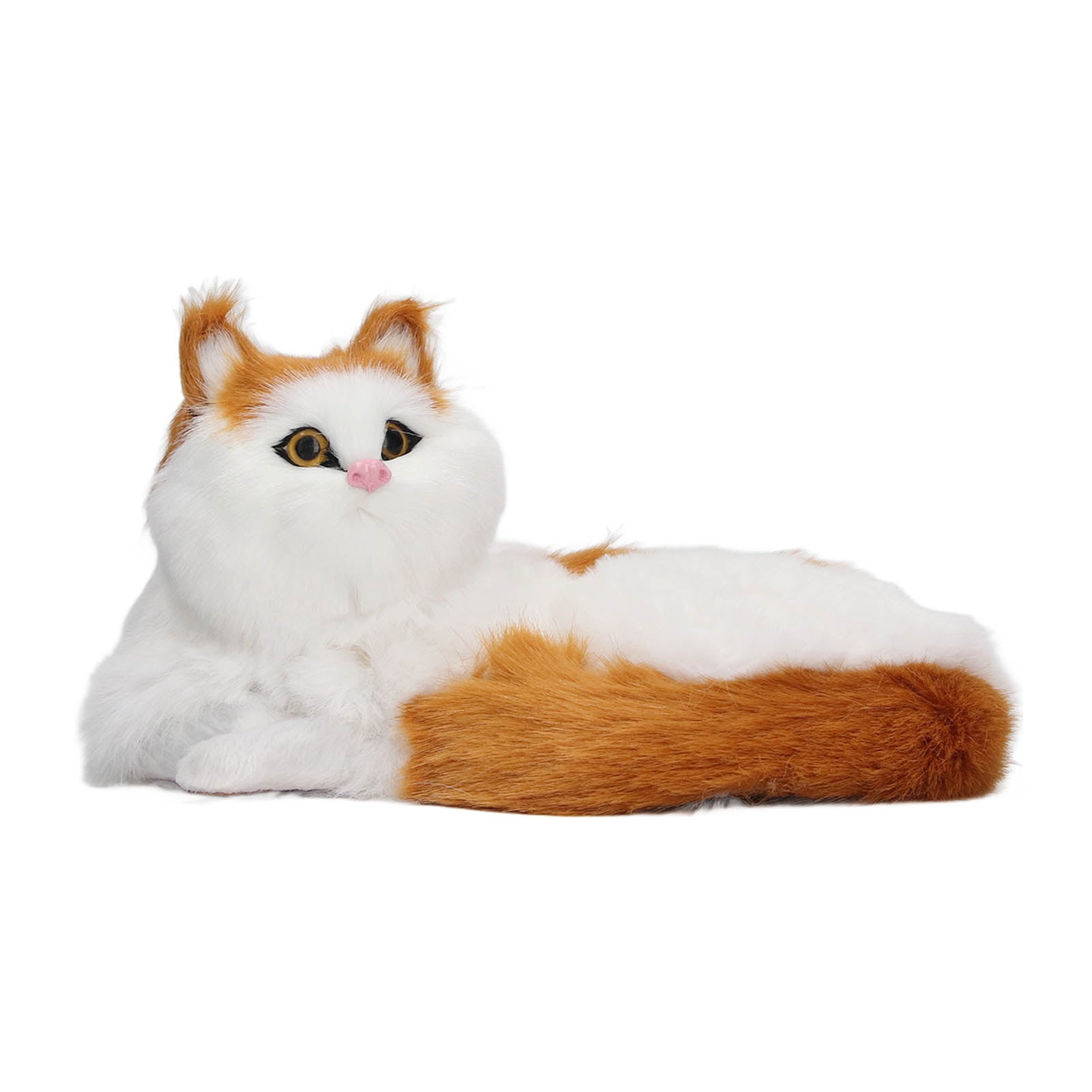 Soft Plush Cat Doll High Simulation Opening Eyes Lifelike Animal Toy