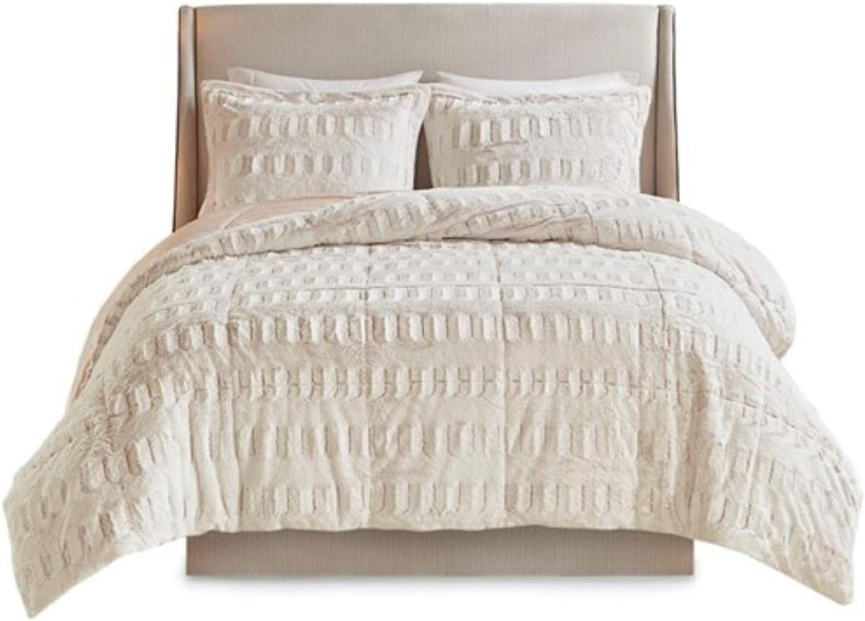 Blush King Faux Fur Reversible Bedspread Set