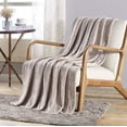 thumbnail image 1 of Soft Plush Contemporary Scroll Embossed Dama Collection 50x60 Throw Blanket, Ivory, 1 of 1