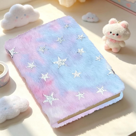 Soft Plush Cover Gradient Aesthetic Notebook Lined Journal Fluffy Texture Writing Book Stylish Memo Pad for Daily Notes Planning Creative Writing Sketching Idea Capture and Personal Organization Use