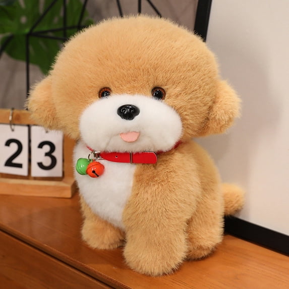 Soft Plush Dog Toy - 9.5 Inch Cuddly Stuffed Animal Puppy for Kids, Interactive & Machine Washable Brown
