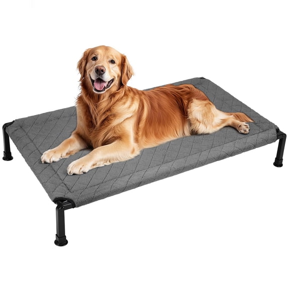 Soft Plush Elevated Dog Bed  Raised Beds With Heavy Duty Frame Non-slip Silicon Feet Washable & Breathable Pet For Indoor Or Outdoor Use 47" X 29" Grey Cwc2432a