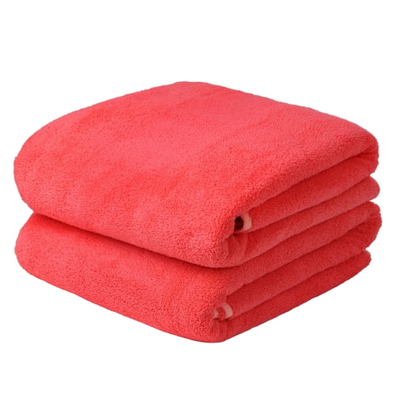 Soft Plush Fleece Bath Towels Set in 2 Packs Finest & Comfort, 60"x30" ,Solid Colors