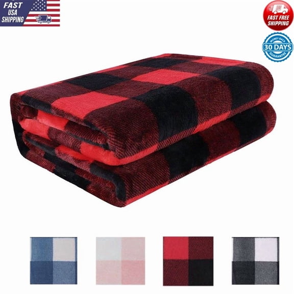 Soft Plush Fleece Buffalo Plaid Blanket 30X40 Reversible Sofa Couch Bed New