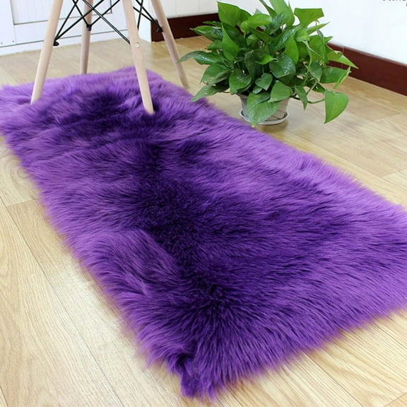 Soft Plush Fur Area Rug 2 x 3ft Purple Shaggy Fluffy Rugs Rectangular Floor Mat for Bedroom Living Room Carpet Modern Decor
