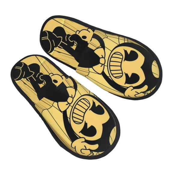 Soft Plush Furry Slippers, Bendy And The Ink Machine House Slippers Indoor Anti-Slip Comfy Home Medium