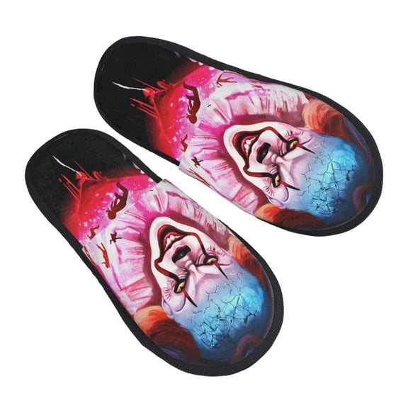 Soft Plush Furry Slippers, Pennywise House Slippers Indoor Anti-Slip Comfy Home Large
