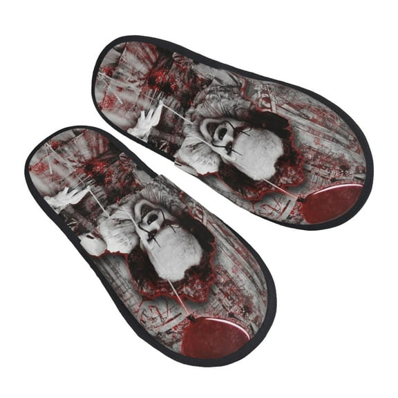 Soft Plush Furry Slippers, Pennywise House Slippers Indoor Anti-Slip Comfy Home Medium