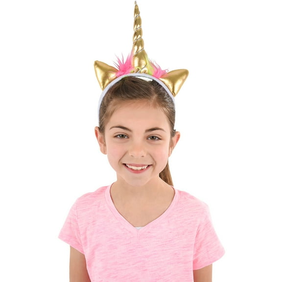 Soft Plush Gold Mystical Magical Unicorn Horn Headband Costume Accessory
