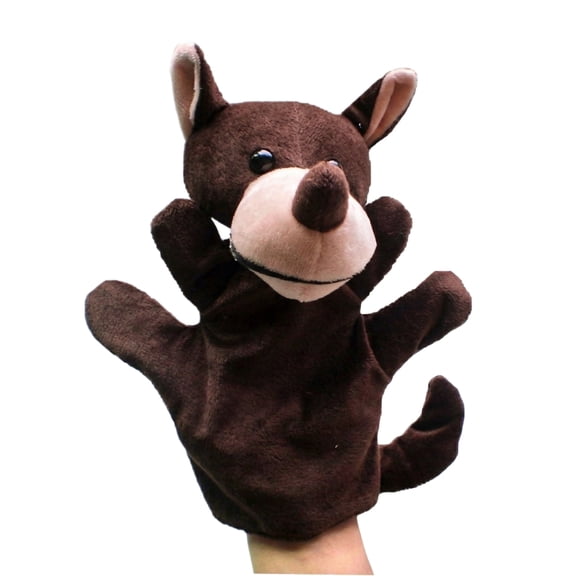 Plush Stuffed Animals, Brown Bear Hand Puppet, 10 In, Interactive Storytelling Props, Pretend Play, Dark Brown, 1 Pc