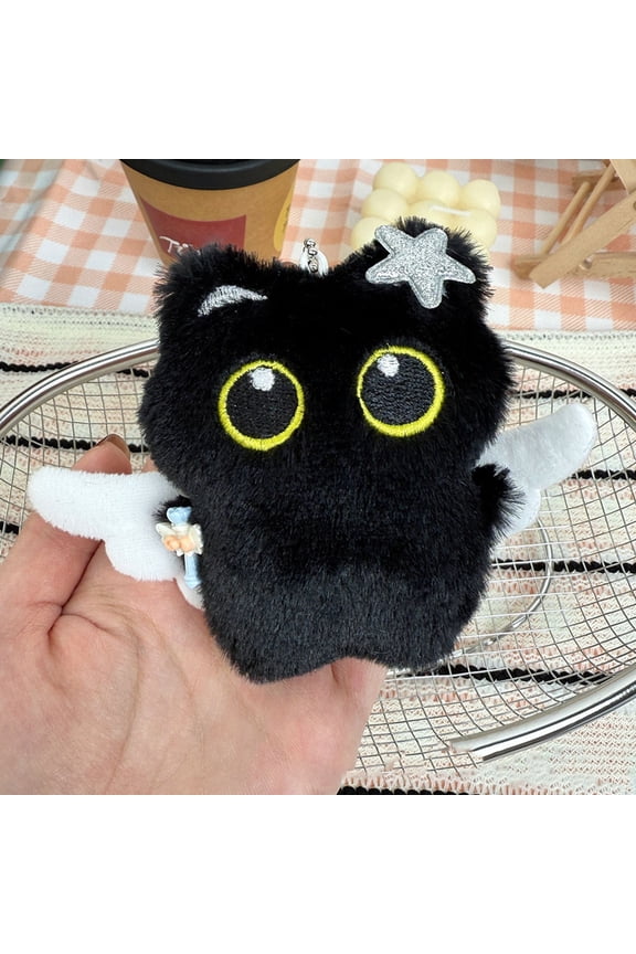 Soft Plush Keychain Toy with Embroidered Smile and Floppy Ears, Hanging Ornament for Bags and Gifts