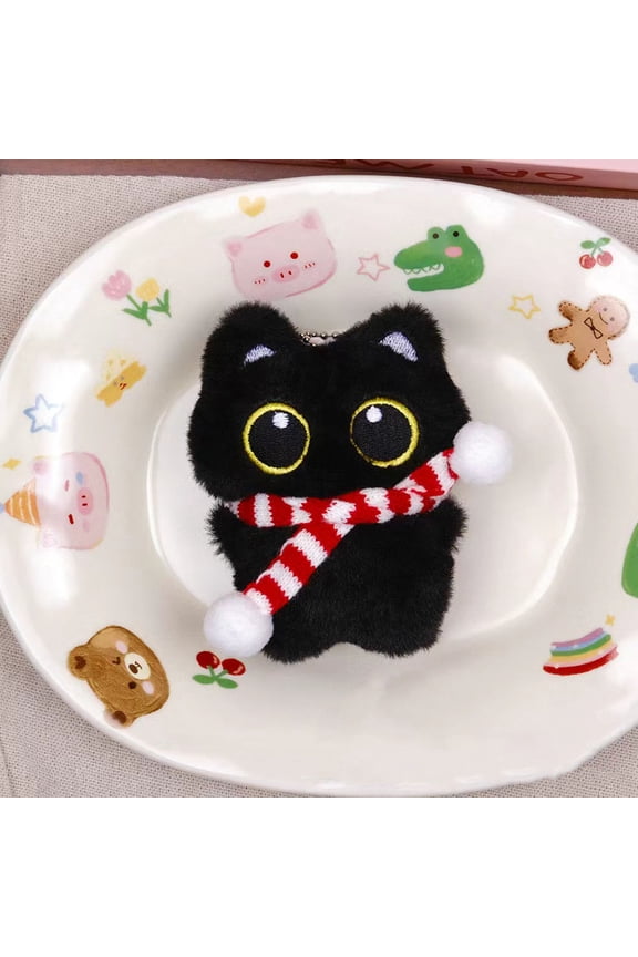 Soft Plush Keychain with Embroidered Smile and Floppy Ears, Hanging Ornament for Keys, Bags, and Gifts