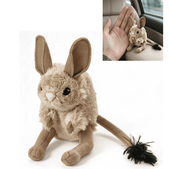 Soft Plush Long-Eared Jerboa Toy, Realistic Mini Jerboa Stuffed Animal for Shelf and Desk