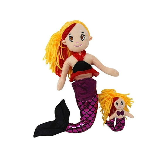 Soft Plush Mermaid with Pouch and Mini Mermaid, Mermaid Red, Size: One Size, Fun Stuff
