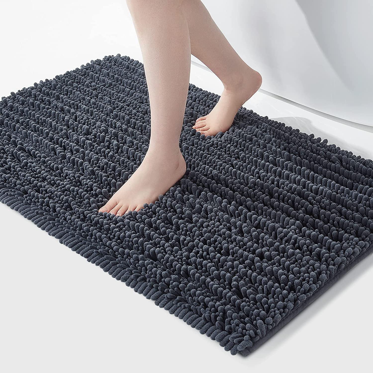 Soft Plush Microfiber Bathroom Rugs, Absorbent Bath Rugs Non Skid Machine Wash Dry Bath Mats for Tub,Shower and Bath Room Floor Mats (20x32inches, Charcoal Grey)