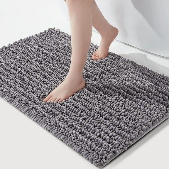 Soft Plush Microfiber Bathroom Rugs, Absorbent Bath Rugs Non Skid Machine Wash Dry Bath Mats for Tub,Shower and Bath Room Floor Mats (20x32inches, Grey)