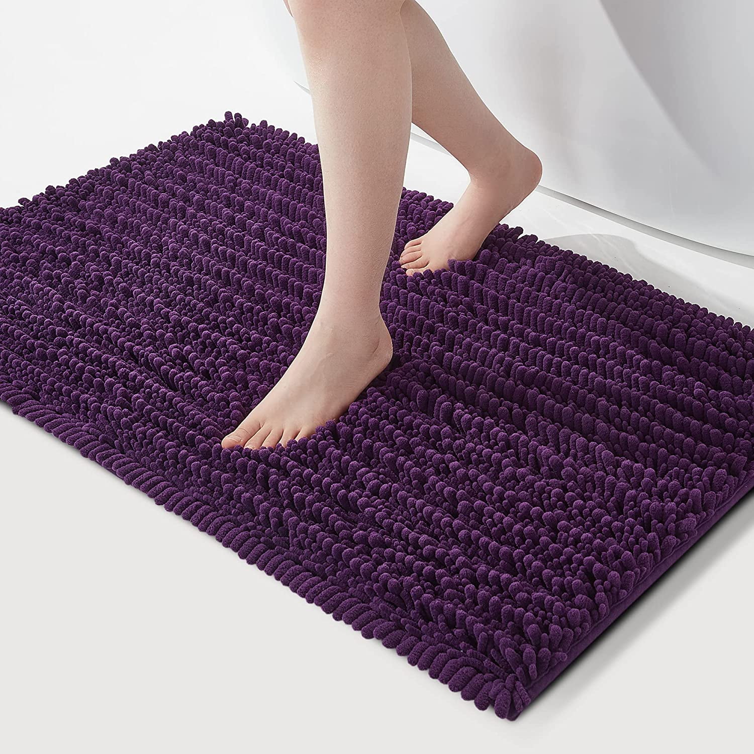 Soft Plush Microfiber Bathroom Rugs, Absorbent Bath Rugs Non Skid Machine Wash Dry Bath Mats for Tub,Shower and Bath Room Floor Mats (20x32inches, Plum)
