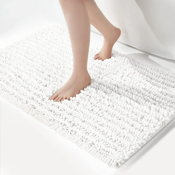 Soft Plush Microfiber Bathroom Rugs, Absorbent Bath Rugs Non Skid Machine Wash Dry Bath Mats for Tub,Shower and Bath Room Floor Mats (20x32inches, White)