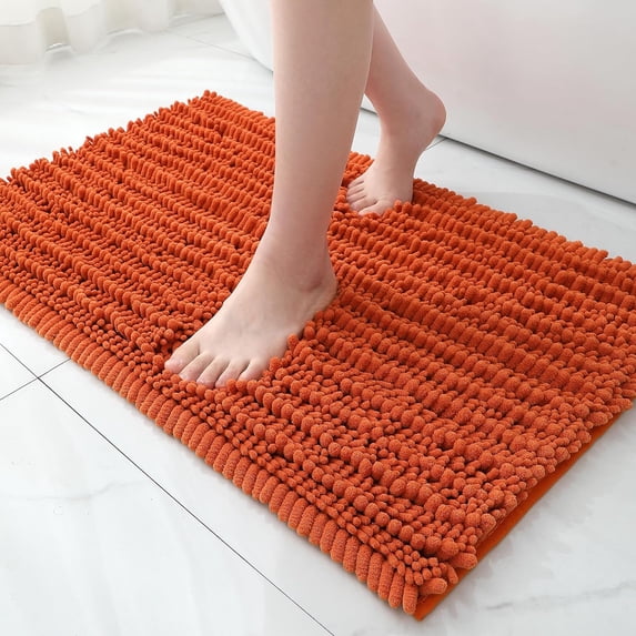 Soft Plush Microfiber Bathroom Rugs, Absorbent Bath Rugs Non Skid Machine Wash Dry Bath Mats for Tub,Shower and Bath Room Floor Mats(Burnt Orange,20x32 inches)