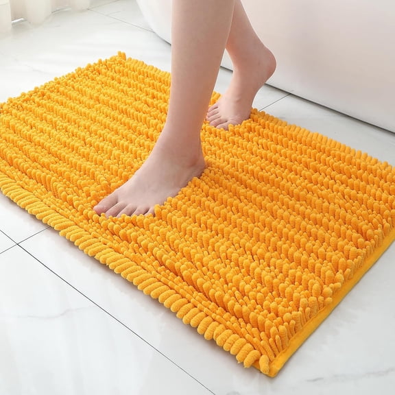 Soft Plush Microfiber Bathroom Rugs, Absorbent Bath Rugs Non Skid Machine Wash Dry Bath Mats for Tub,Shower and Bath Room Floor Mats(Saffron,20x32 inches)