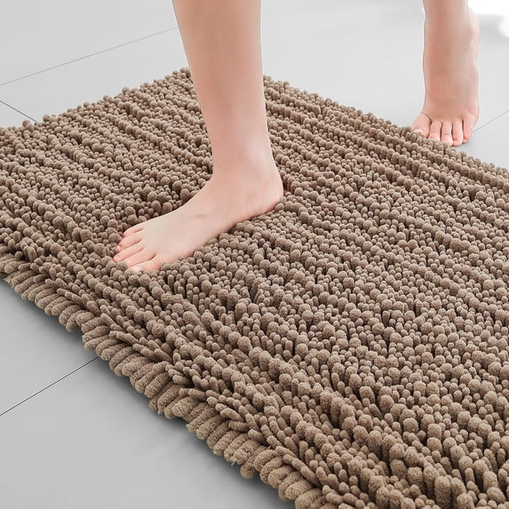 Soft Plush Microfiber Bathroom Rugs, Absorbent Bath Rugs Non Skid Machine Wash Dry Bath Mats for Tub,Shower and Bath Room Floor Mats(Taupe Brown,17x24 inches)