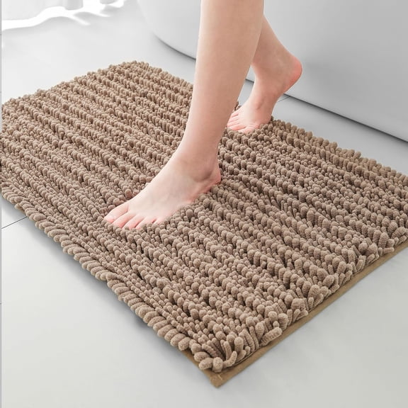 Soft Plush Microfiber Bathroom Rugs, Absorbent Bath Rugs Non Skid Machine Wash Dry Bath Mats for Tub,Shower and Bath Room Floor Mats(Taupe Brown,20x32 inches)